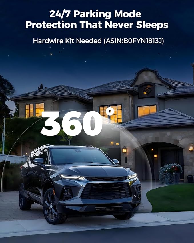 4K 360° Dash Cam, 4-Channel Dash Camera for Cars, Full Coverage Front Rear Left Right Inside with GPS, 5.8GHz Wi-Fi & App, Night Vision, Voice Control, 24H Parking Mode, 128GB Card Included