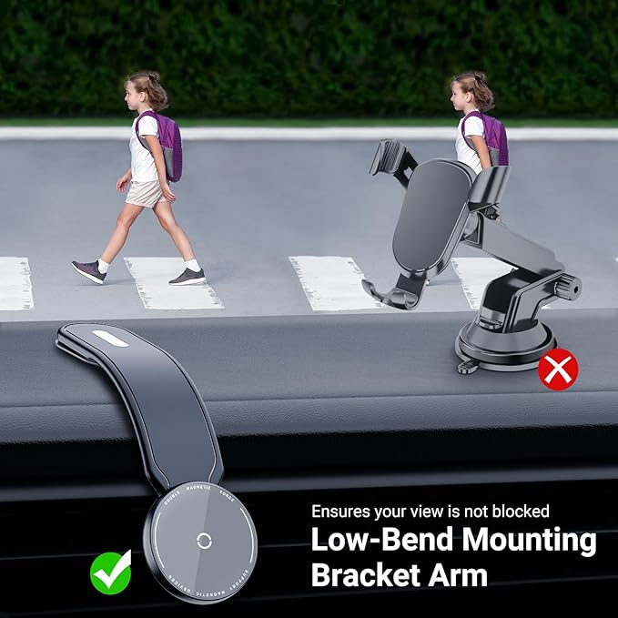 This Hill for 15W Magnetic Car Mount Charger, Aluminum Alloy Material can be Folded Repeatedly, Magnetic Wireless Fast Charging for Car Dashboard/Windshield, Suitable for iPhone 17 16 15 14 13 Series