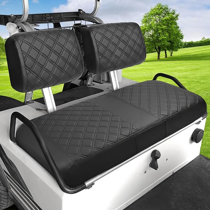Club Car DS Pre-2000 Seat Cover, Golf Cart Front Seat Cover Fit For Club Car DS 1982-2000 OEM Ordinary Seat Cushion, Concave and Convex Design Appearance, Thick Vinyl Leather Comfortable/Breathable