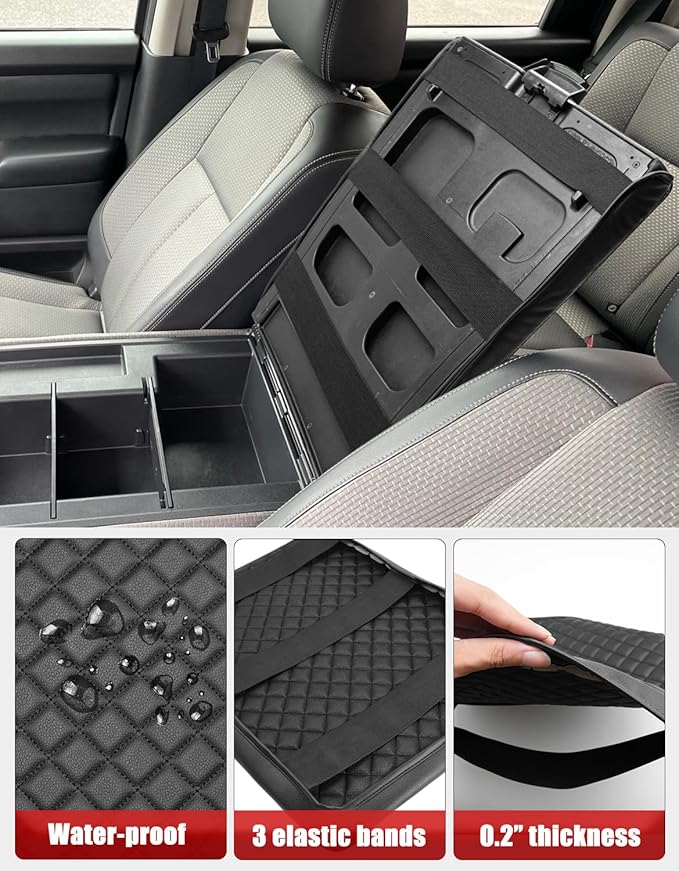 KBH Center Console Armrest Cover for Nissan Titan 2004-2024, Middle Console Lid Protector Pad Accessories, Vinyl Leather, Anti-Scratch, Black (Fits Jump Seat Console Only)