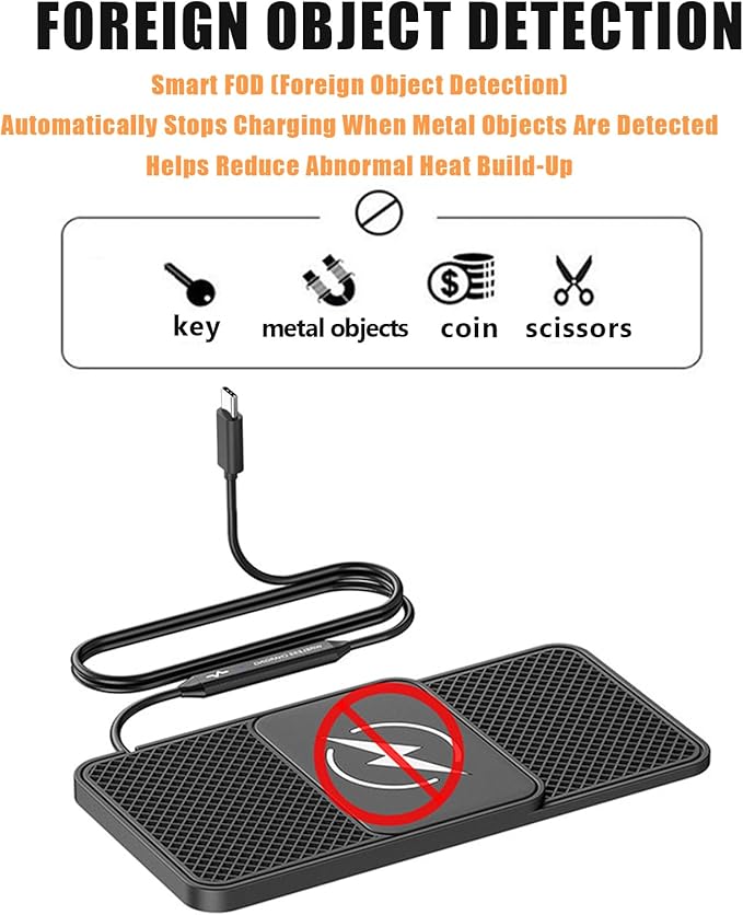 Wireless Car Phone Charger for Mercedes-Benz C-Class (W206) 2021–2025, Type C/USB 20W Fast Charging Pad, Non-Slip Charging Station for Travel Home Office Desk, Lightweight,Type-C