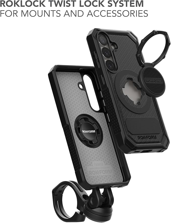 Rokform Rugged Case Compatible with Galaxy S25, Magnetic Cover with Twist Lock, Drop Tested Armor (Black)