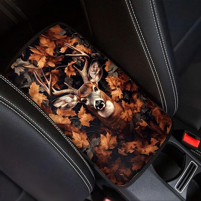 Deer Car Center Console Cover Pad Cute Arm Rest Cover for Cars Car Armrest Covers Protector for Car Armrest Storage Box Universal Auto Interior Accessories