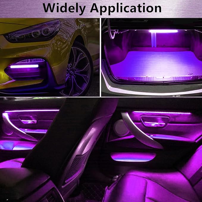 LED Interior Lights DC 12V Seat Ambient Light Cigarette Lighter, Car Uncer Dash LED Light Strip DRL Daylight Strip Car Atmosphere Lights-2 splitters in1 Pink