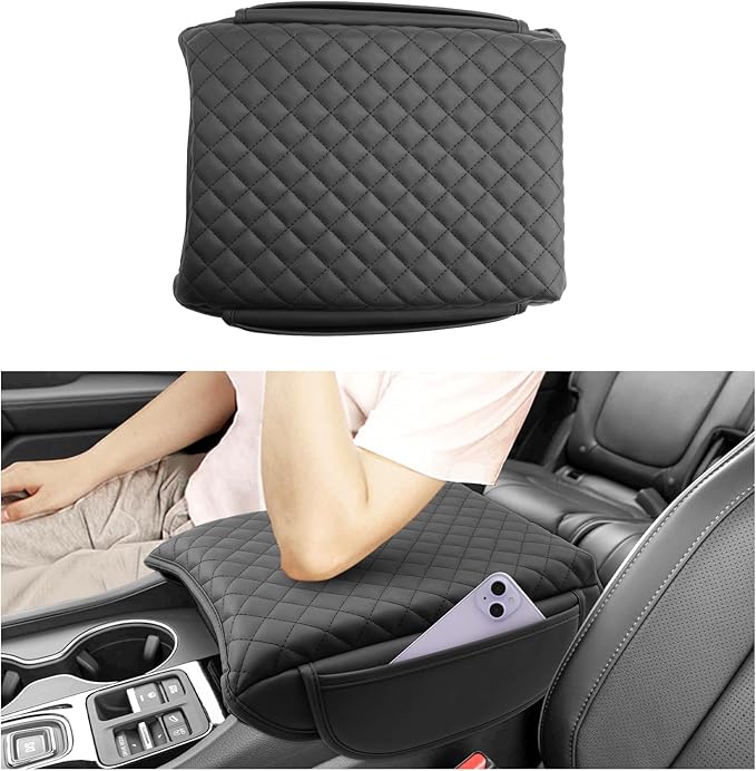 SXCY for 2025 2026 Honda Passport Armrest Cover Pad for 2024-2026 Honda Passport/Pilot Accessories 2024 2025 2026 Passport Center Console Cover w/Soft Cotton Cushion (Added-Pad w/Side Pockets)