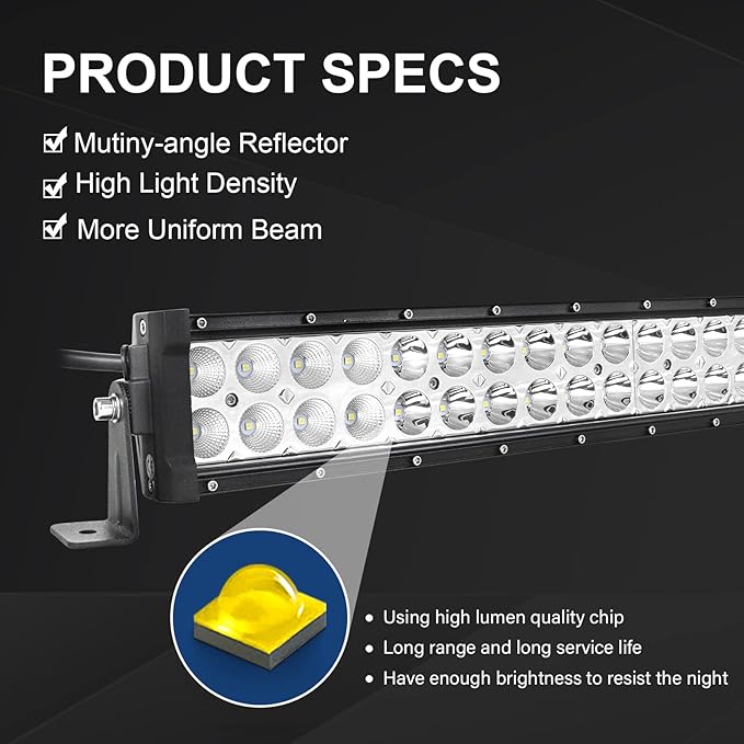 AUXTINGS 32 inch 180W Curved Double Row LED Light Bar Work Light Spot Flood Beam with Wiring Harness kit Switch for Trucks Tractor 4X4 Jeep Boat Off Road Auto Fog Driving Lamp 12V 24V Waterproof IP67