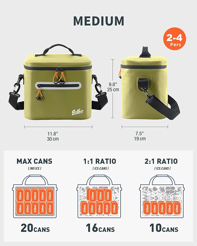 Soft-Sided Cooler Bag, 7/16/30 Can Insulated Lunch Box, Waterproof, Leak-Proof, Portable Lunch Bag for Work, Beach, Drink, Travel, Camping, Picnic