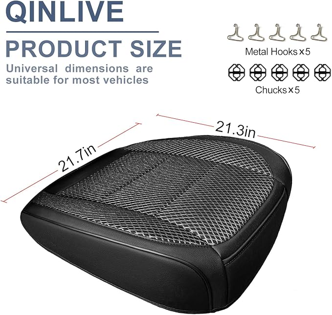 2 Pack Black Ventilated Bottom Car Seat Cover, 3D Air Mesh Breathable Front Leather Car Seat Protectors, Universal Fit Automotive Comfortable Seat Cushion with Storage Pocket for Car Truck SUV