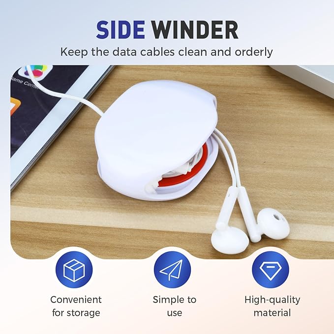 Automatic Cord reel for Phone Cords, Retractable Cable Management Charging Cord Organizer, Small Winder Case for USB Cable Headset Cord Charger Cable for Travel and Organization (BLUE)