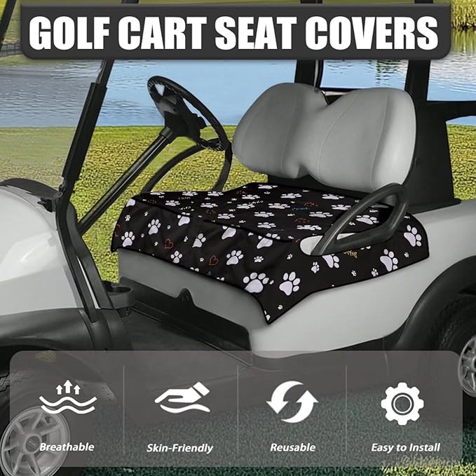 Biyejit Golf Cart Seat Covers with 4 Pockets Golf Cart Seat Towel Blanket Fits 2-Seat Golf Carts, Golf Cart Accessories