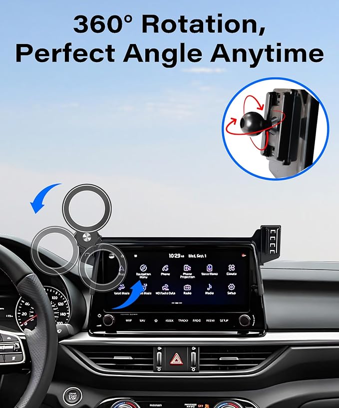 Car Phone Holder for Kia Forte 2022 2023 2024 Accessories Apply to 10.25 Inch Touch Screen Fixed Clip Magnetic Cell Phone Mount Hands-Free 360 Degree Rotation