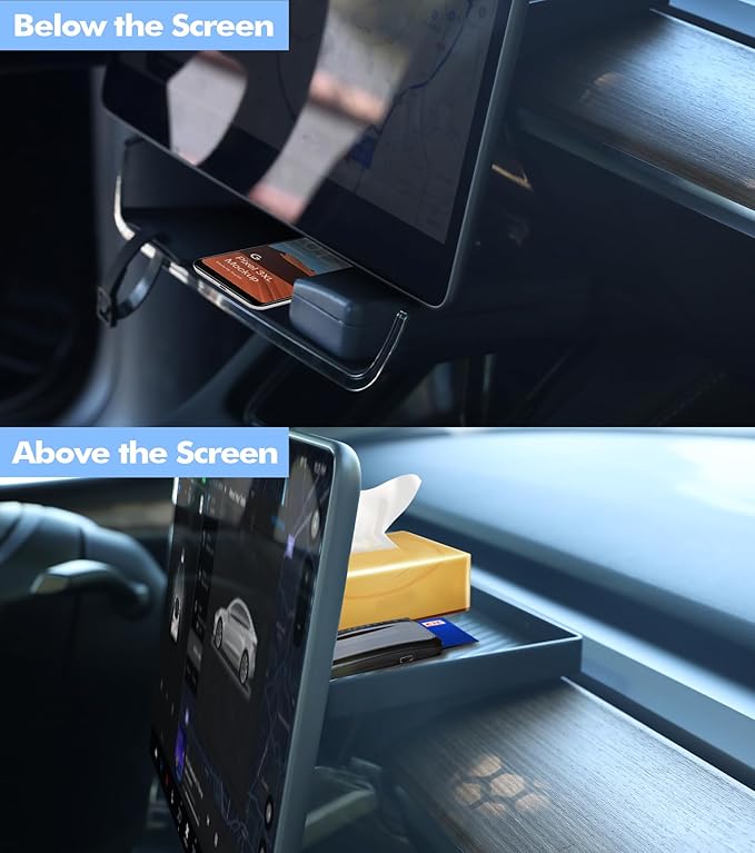 PM Auto Under Screen Storage Center Screen Tray for 2020-2025 Tesla Model Y, Center Console Organizer Tray, Model Y Accessories,Black