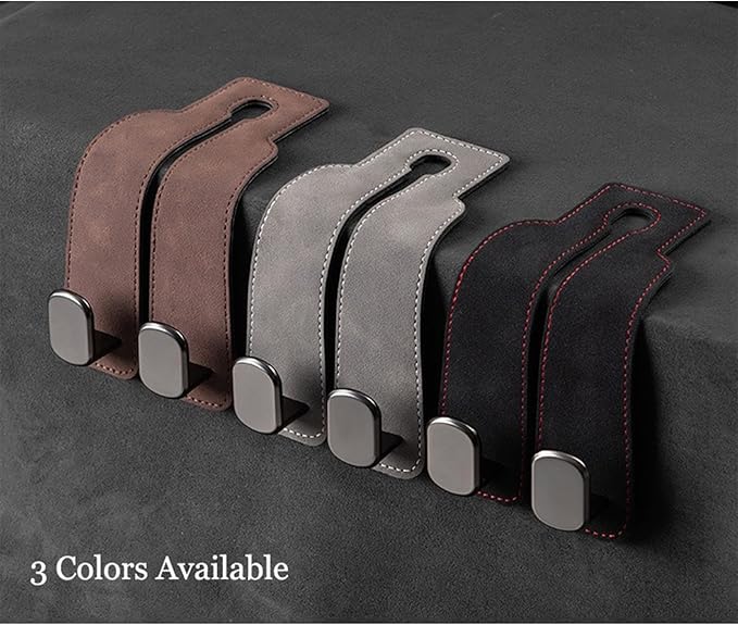Car Headrest Hooks for Purses and Bags, Double Flexible Leather Hooks Car Accessories Interior for Women Men, 2 in 1 Back Seat Hook Car Organizer and Storage Car Essentials Organization Car Must Haves