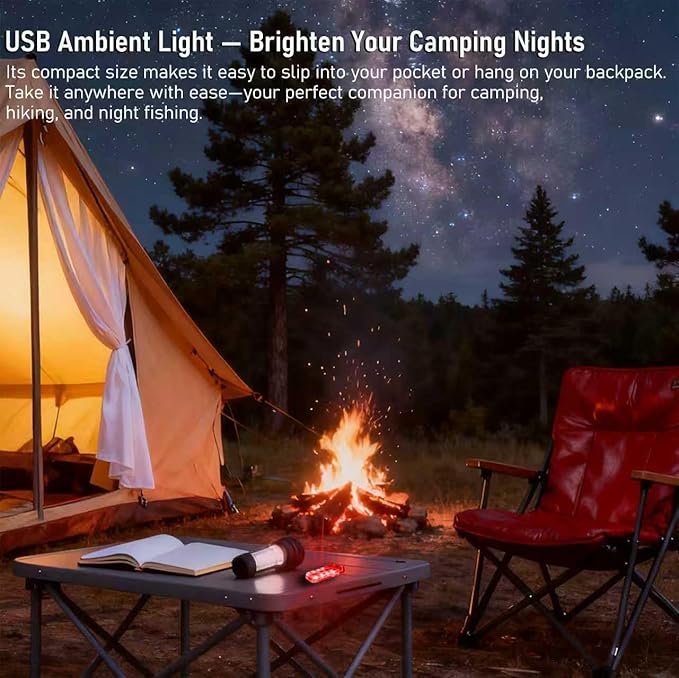 2 PCS Car LED Lights, Portable Magnetic Car USB Atmosphere Interior Light, 8 High-Brightness LED Beads, Rechargeable Touch-Sensitive Light for Vehicles, Bedrooms, Hallways, Camping(2 Red)