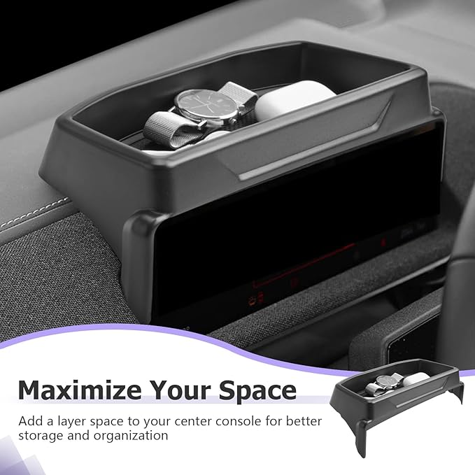 LUWU 2026 Mustang Mach E Dashboard Storage Tray Compatible with Ford Mustang Mach E 2021-2026 Accessories Center Console Display Box Hidden Organizer Tray Behind Screen (Only Fit for 10.2-inch Screen)