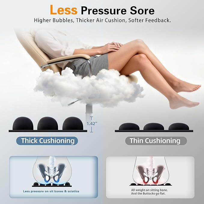 Inflatable Travel Seat Cushion, Built-in Air Pump Car Airplane Chair Cushion for Long Flight Driving Sitting, Office Chair Wheelchair, Pressure Sore Relief, for Sciatica,Coccyx & Buttock Bed Sore SC01