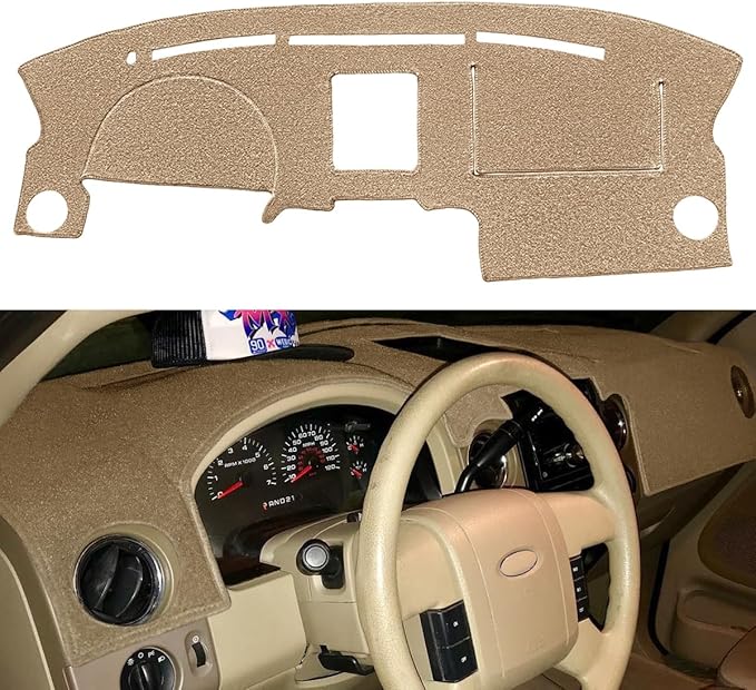Yiz Dash Cover Mat Custom Fit for Ford F150 Pickup Truck 2004 2005 2006 2007 2008 / Lincoln Mark LT, Dashboard Cover Pad Carpet Protector J58 (Beige)