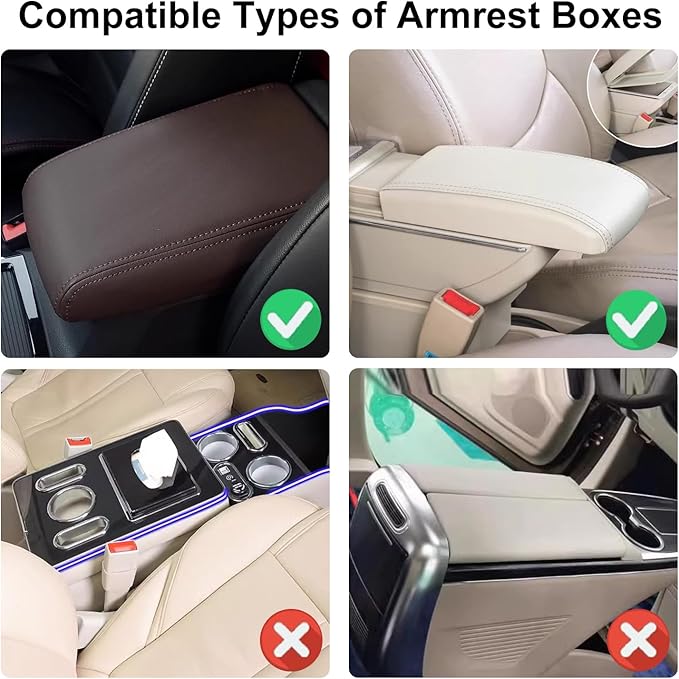 NBTEPEM Bling Car Center Console Cover, Leather Car Arm Rest Cover Cushion with 2 Storage Bags, Universal Automotive Armrest Protector Storage Box, Bling Accessories Interior for Most Vehicles (Black)