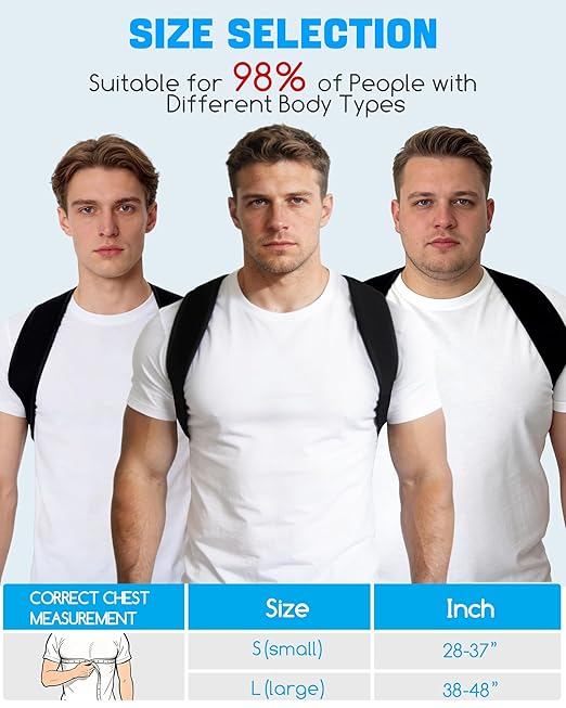 Posture Corrector for Men and Women - Invisible & Mesh Breathable Upper Back Brace - Adjustable Back Straightener - Relieve Shoulder, Neck & Back Pain, L(38-48inch) 1PCS