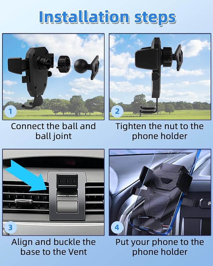 PZK Car Phone Mount for Toyota Camry 2007 2008 2009 2010 2011 Accessories Custom Air Vent Car Phone Holder Auto Lock Hands Free 360° Rotation Cell Phone Automobile Cradles