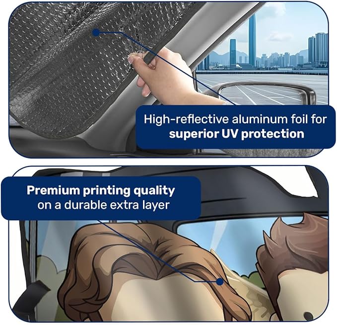 GENANY Windshield Sun Shade for Car SUV Truck (55x30 Inches), Front Window Visor for Windows, Protector Blocks UV