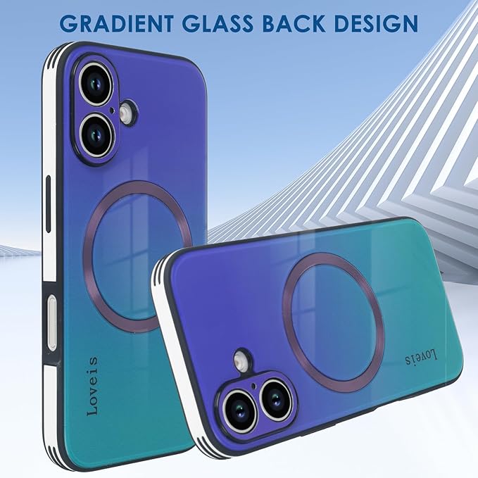 Guppy Compatible with iPhone 17 Magnetic Case, with Full Camera Lens Protector [Compatible with MagSafe] Scratch Resistant Gradient Glass Back Cover Phone Case-Purple
