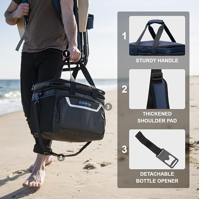 EVERFUN Small Cooler Bag 24/48 Can Insulated Lunch Box Double Deck Soft Leak-Proof Waterproof Collapsible Ice Chest for Men Women Work Travel Car Trip Picnic Beach