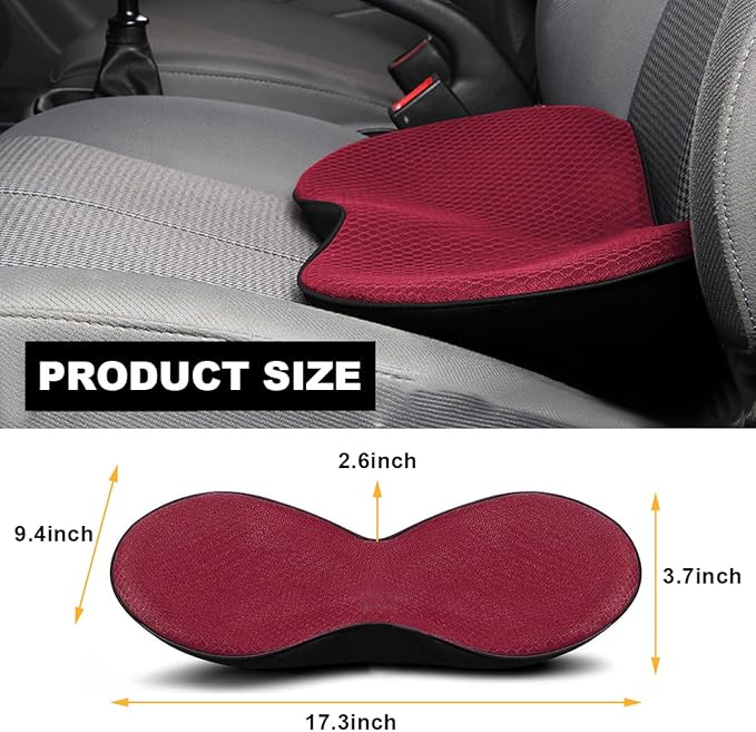 Car Seat Cushion, Auto Memory Foam Wedge Seat Pad, Sciatica Tailbone Low Back Pain Relief Pillow for Driver, Breathable Non Slip Orthopedic Support Pad, Car Accessories (Red)