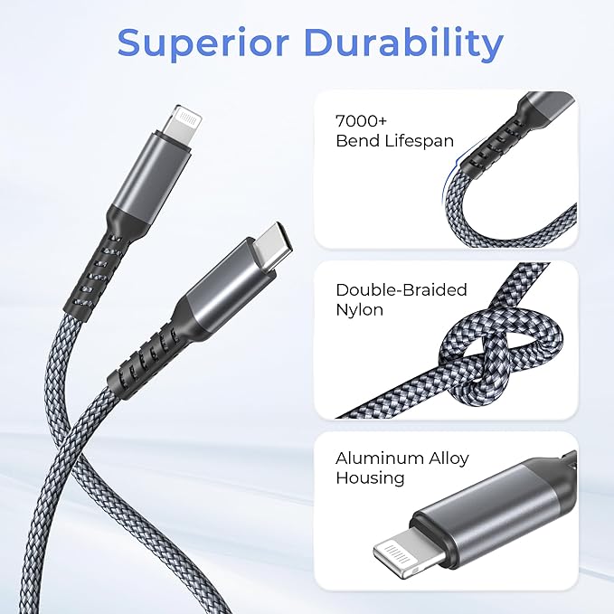 Basesailor Short 1FT iPhone 14 13 Charger Cable,USB C to Lightning Cable with USB A Adapter,Fast Charging Power Cord for Apple iPhone 12 11 Pro Max Plus XS XR X 8 7 6 Plus 5 SE,iPad 9 8th 9th Gen