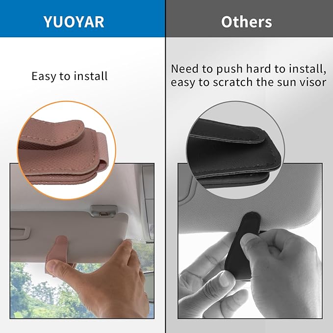 Yuoyar 2 Packs Magnetic Sunglass Holder for Car Visor - Universal Sunglasses Clip for Different Size Eyeglasses - Convenient Interior Car Accessories (Pink)