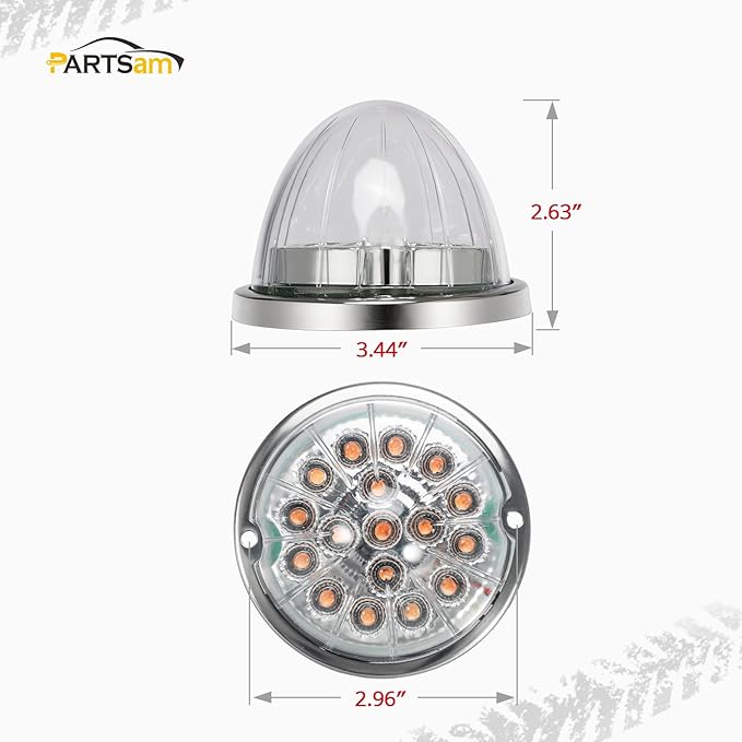 Partsam 1Pc Dual Revolution LED Watermelon Light, Amber Turn Signal and Marker to Purple Auxiliary Light for Truck, Surface Mount, with Stainless Steel Bezel