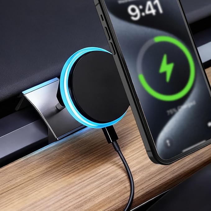 Wireless Car Mount Charger Fast Charging for Tesla Model 3/Y/3 Highland/Y Juniper (Model 3 17-23& Model Y 20-24, Without OBD Charger)