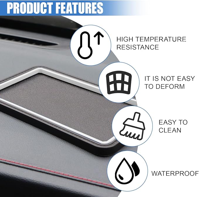Car Dashboard Anti-Slip Grip Mat, Cell Phone Holder Gel Pad, Multifunctional Dashboard Sticky Pad, Universal Vehicle Interior Accessories for GPS, Keychains, Sunglasses (White)