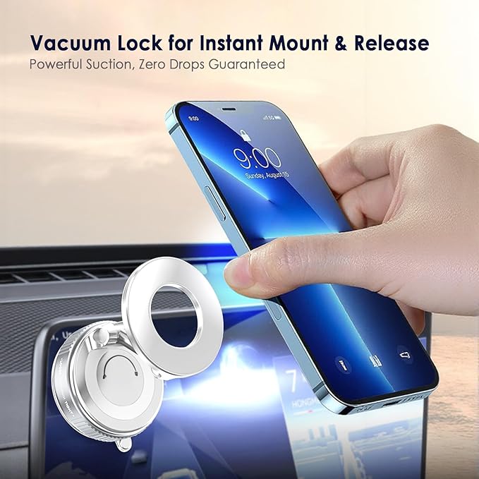 TENOC Magnetic Suction Car Phone Mount, 360° Rotation Phone Holder Mount, Foldable Cellphone Holders for Car/Gym/Shower/Mirror, White