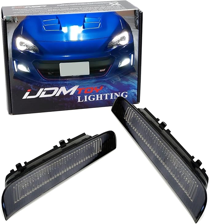 iJDMTOY JDM Style Exact Fit Xenon White LED Daytime Running Light Kit Compatible With 2017-2021 LCI Subaru BRZ, Smoked Lens