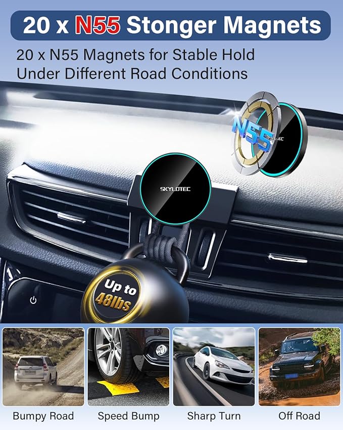 SKYLOTEC Phone Holder for Honda CR-V CRV 2017-2022 Accessories Car Magnetic Phone Mount Compatible with MagSafe, Strong Magnets Fast Wireless Charger CR V Cell Phone Holder