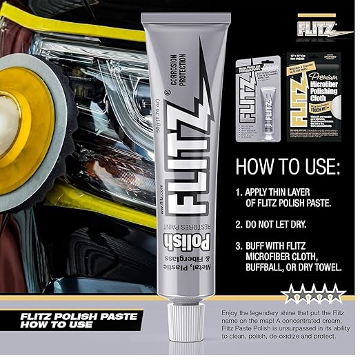 Flitz Metal Polish Paste - 1.76oz USA-Made Polish for Solid Chrome, Stainless Steel, & Aluminum - Non-Abrasive for Light Oxidation - Requires Manual Buffing - Not for Plated/Coated Surfaces (80 Pack)