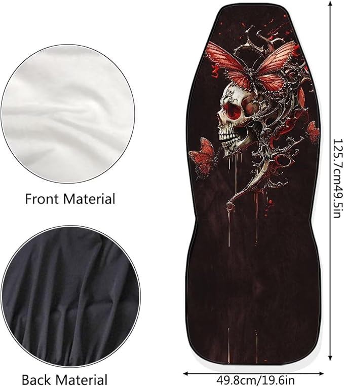 Skull Butterfly Car Seat Covers Comfortable Front Car Seat Covers Elastic Fabrics Cars Interior Automotive Easy Installation Universal Fit Most Cars,SUV, Trucks