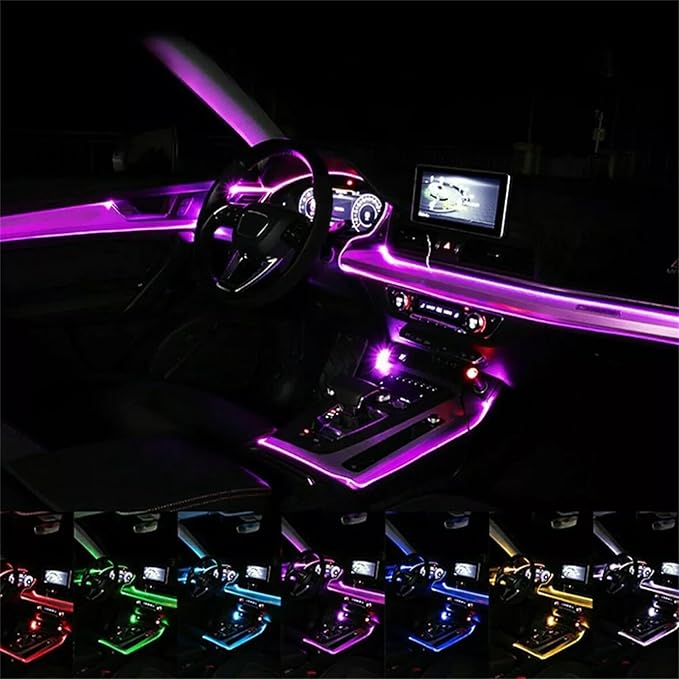 RGB Car Interior Light Strip with App & Voice Control, 16 Million Colors Music Sync LED Ambient Lighting Kit for Car Dashboard, Door, Skylight