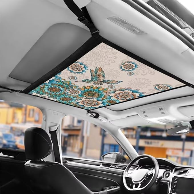 Hummingbird Flower Car Roof Storage Bag Auto Seat Storage Hanging Bag All Car Storage Organizers Vehicle Passenger Seat Organization and Storage for Kids Adults