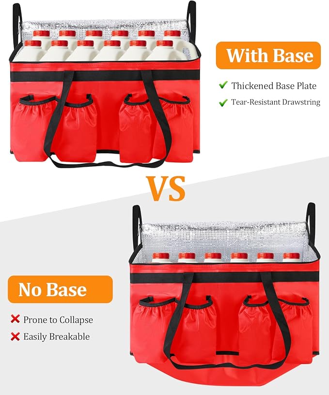 Bodaon Insulated Grocery Bags with 4 Cup Holders -Insulated Bags for Food Delivery with Zippered Top, Food Carrier for Catering, Pizza Bag and Cooler Bag for Takeout, Picnic, Shopping, Car Use