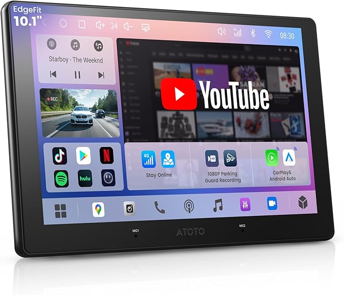 A7 10.1" QLED Android Double Din Car Stereo, 4G LTE/Wi-Fi/USB, SPDIF/DSP/4V RCA, Wireless Android Auto & CarPlay, AI DriveChat, HDMI-in/Out, GPS Tracking & Parking Monitor, S8 Gen4