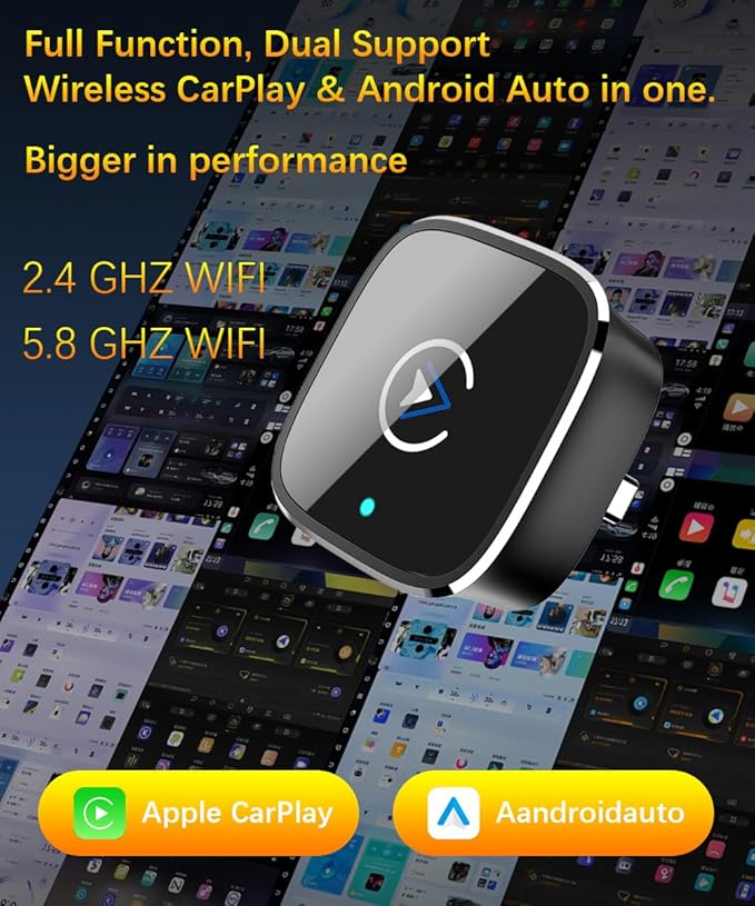 Wireless CarPlay Adapter for iPhone,Mini USB Design,2026 Upgrade with Built-in Wired for Apple CarPlay Plug and Play Fast Stable Connection Car Play for iPhone & Android (A1)