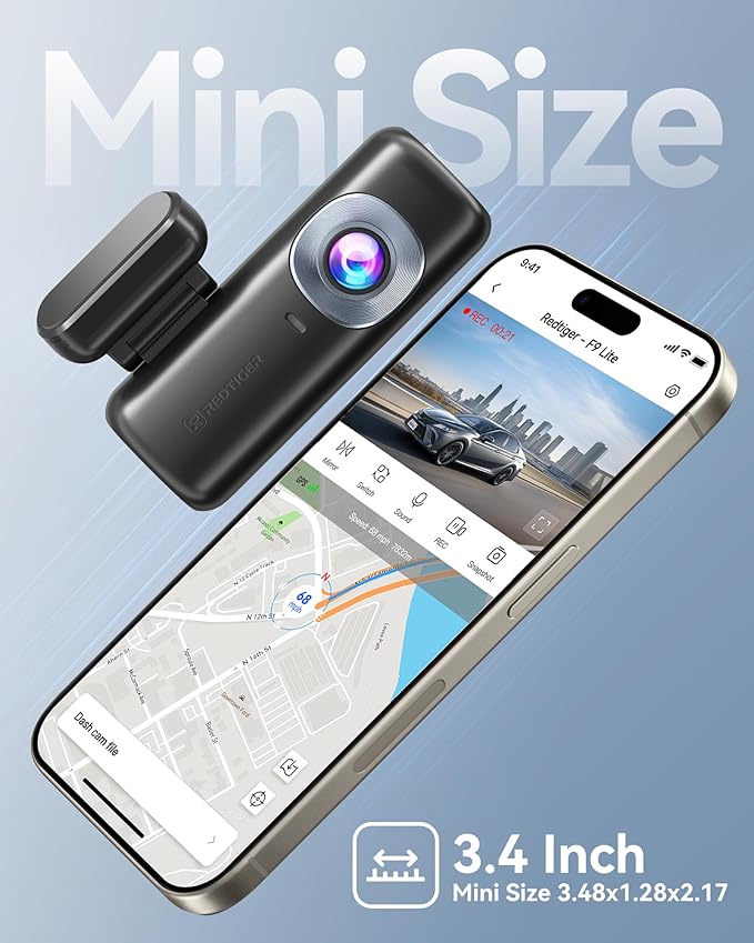 REDTIGER 4K Dash Cam Front, ADAS, Built-in WiFi GPS, Mini Hidden Dash Camera for Cars with G Sensor, 24H Parking Monitor, Free 32GB Memory Card, APP Control, Loop Recording, Night Vision (F9 Lite)