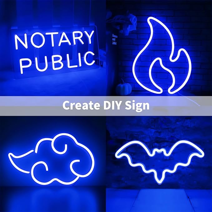 iNextStation 12V Blue LED Strip Lights 16.4FT, Flexible Silicone Neon Rope Light, Waterproof, Cuttable, Dimmable & Linkable, for Cabinet, Ceiling, Wall, Bedroom, Kitchen, Garage (No Adapter)