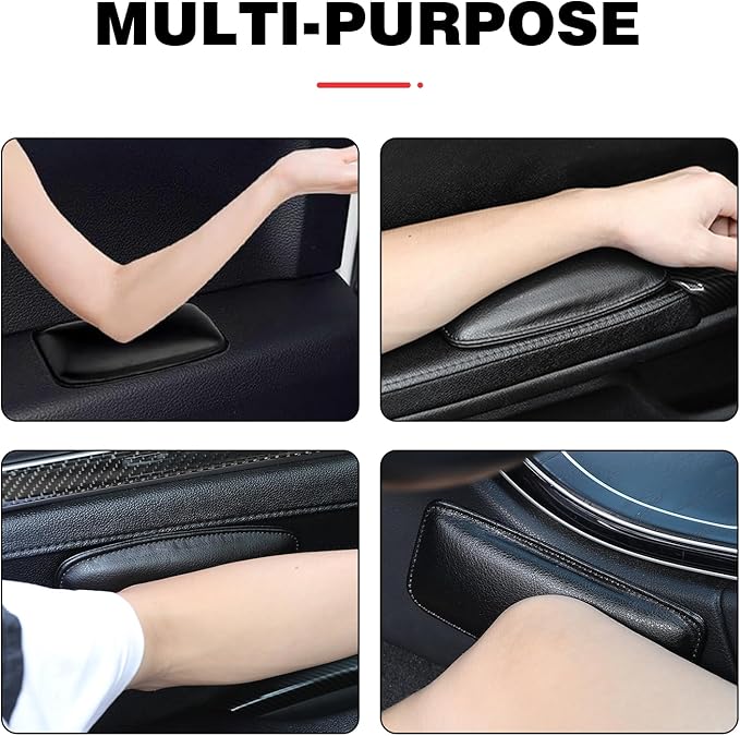2 PCS Elbow Pads Arm Rest for Car, Soft Leather Memory Foam Arm Rest Pillow, Universal Car Center Console Cushion Pad for Knee Leg Elbow (Black)
