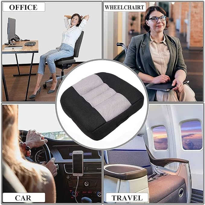 Car Booster Seat Booster Height Lifting Pad Breathable Mesh Portable Car Seat Cushion for Truck, Car, SUV, Office Chair, Wheelchair (Black&Grey)