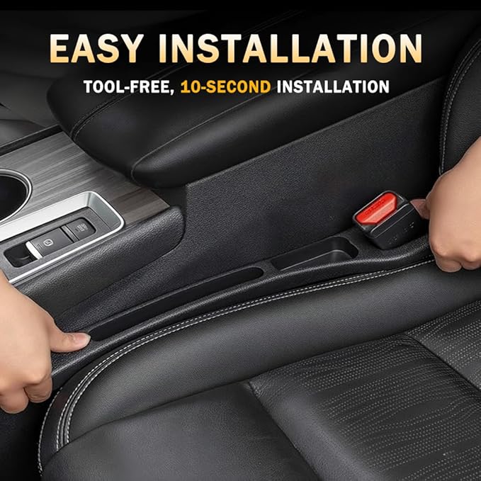 2PCS Car Seat Gap Filler and Organizer, Universal Console Catcher Fill The Gap Between Seat and Console, Anti-Drop Organizer | Suitable for Most car Models.（Black）