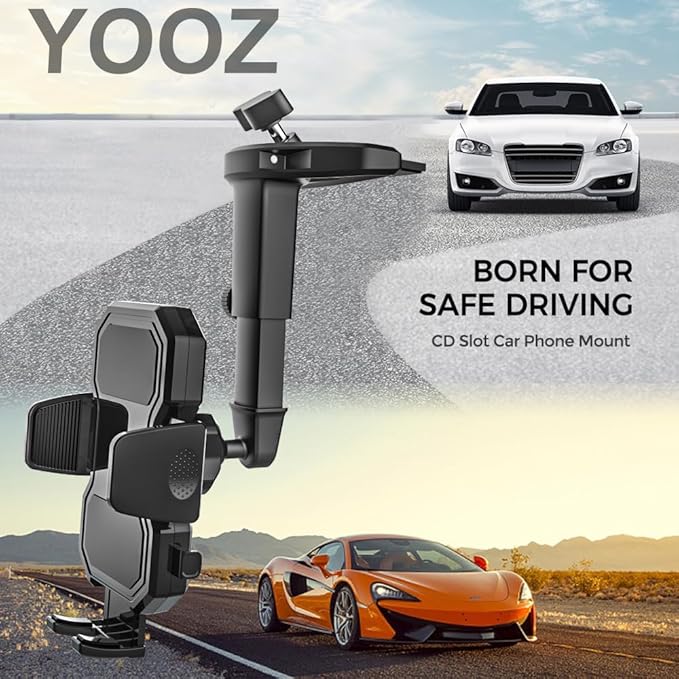 CD Slot Phone Holder for Car [Height Adjustable] Car Phone Holder CD Player Mount with One Button Release Clamp for iPhone 15 Pro Max Plus 14 13, Galaxy S23, Fire, All 4-7" Mobile Phones