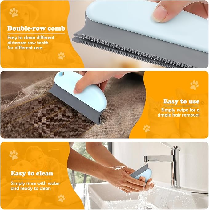 Pet Hair Removal Tool: 3 Pack Cat Dog Hair Removal, Reusable Lint Shaver Cleaner Portable Fur Remover Tool Carpet Scraper, Washable Lint Roller, Brush for Clothes, Car Mats, Couch, Pet Bed, Furniture